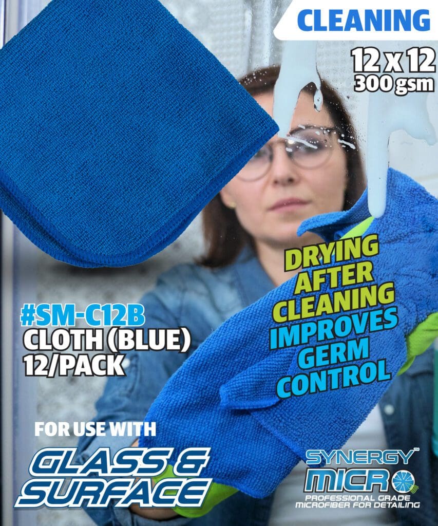 Microfiber Cloth, 12 x 12 x 300gsm, BLUE (12/Pack)