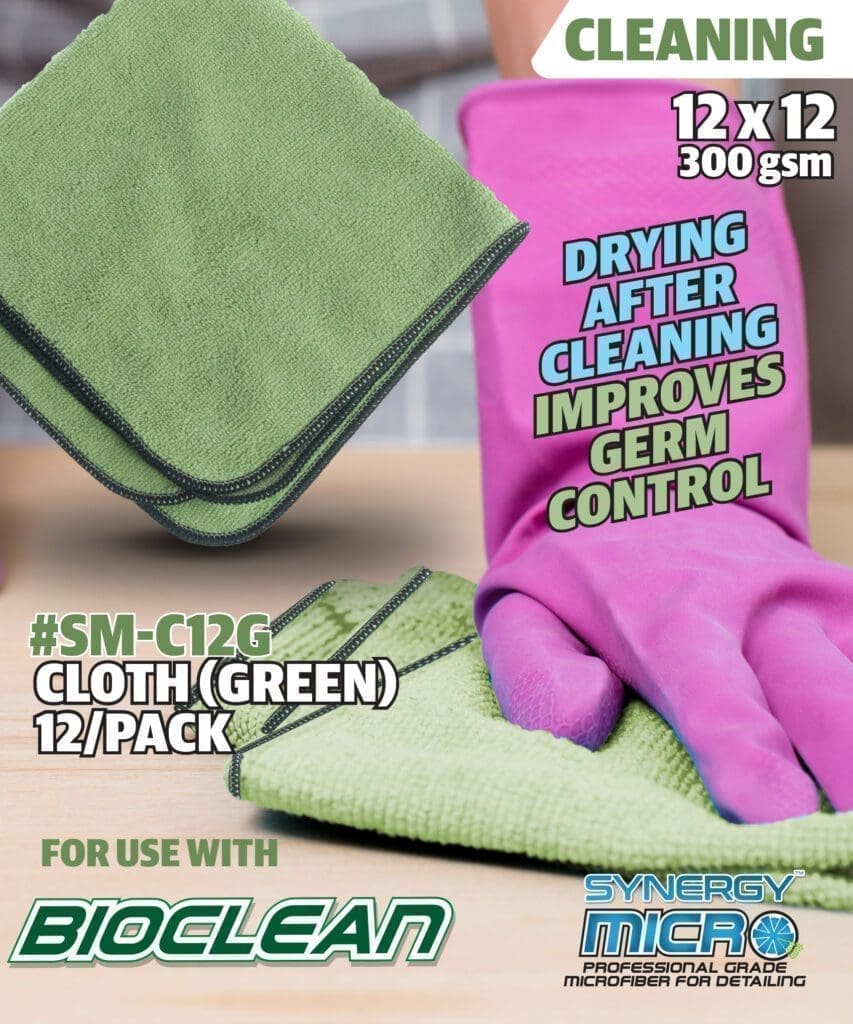 Microfiber Cloth, 12 x 12 x 300gsm, GREEN (12/Pack)