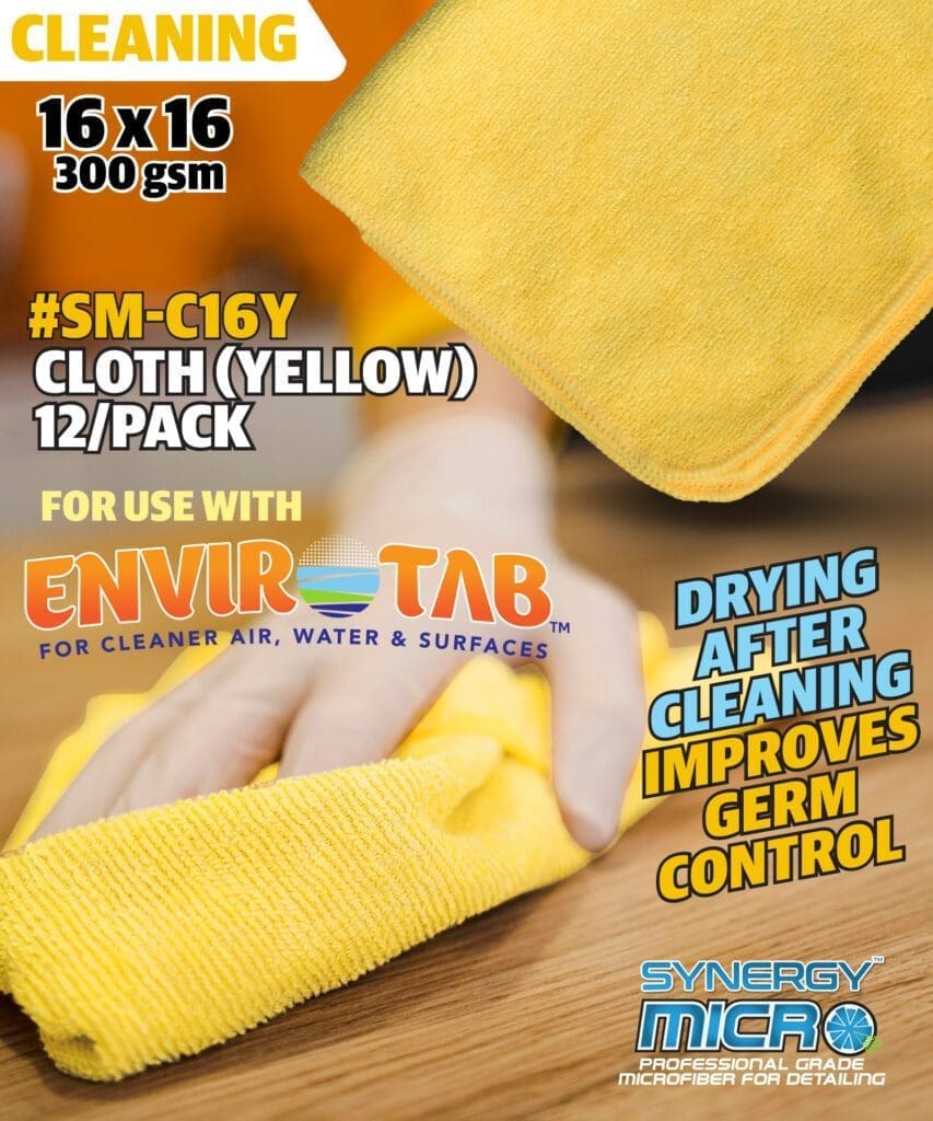 Microfiber Cloth, 16 x 16 x 300gsm, Yellow (12/Pack)